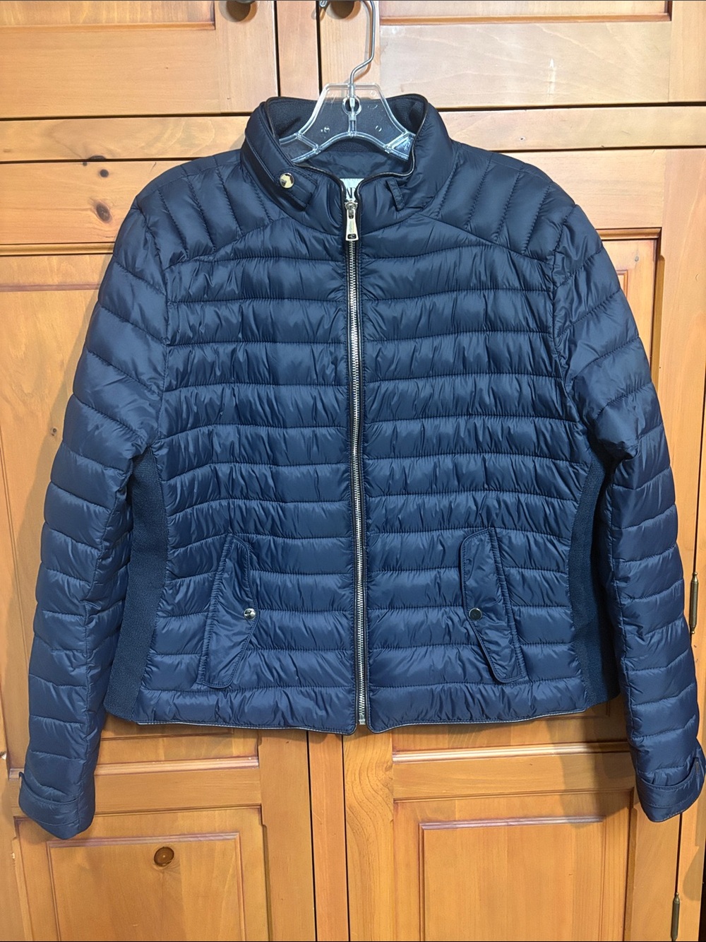Zara Navy Quilted Zip-Front Puffer Jacket